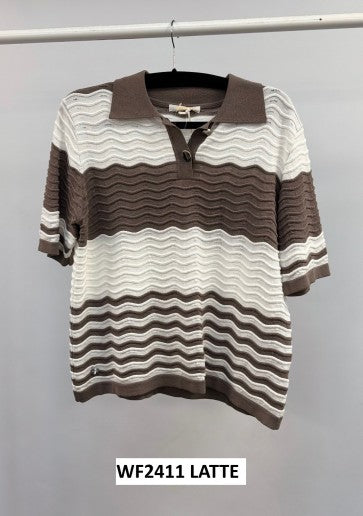 Malissa J WF2410 Textured Knit Short Sleeve Top