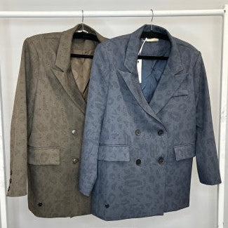 Malissa J WF2542 Leopard Studded Blazer