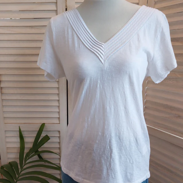 Mistral Pleat Neck Panelled Tee/Shirt