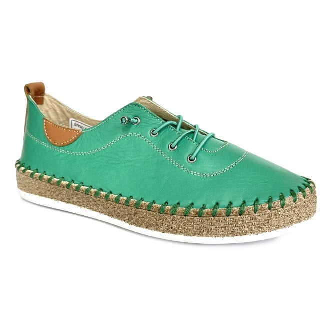 Shoozy Ivy Green Leather Platform Plimsole