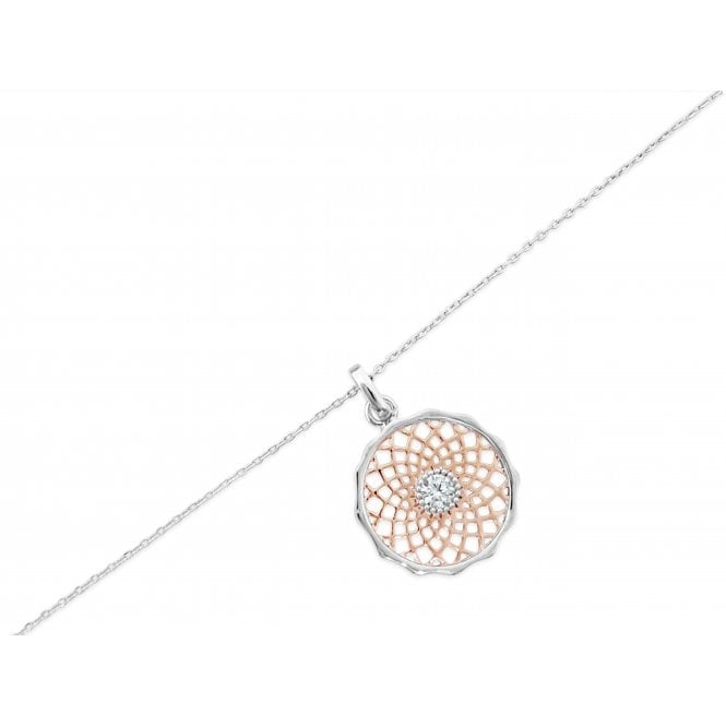 Park Lane Silver and Rose Gold Web Design Necklace