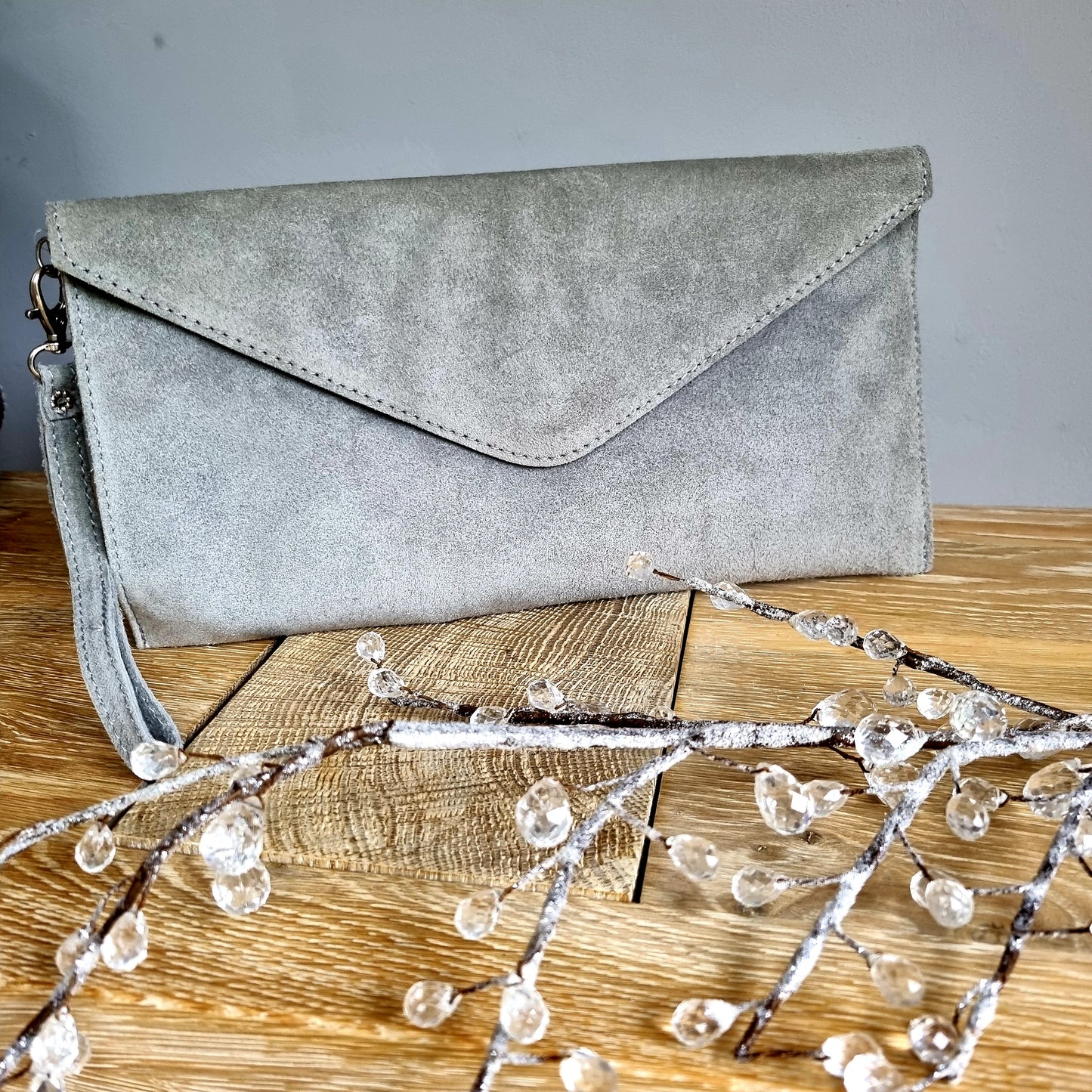 Leather Brennan Suede Wristlet Clutch