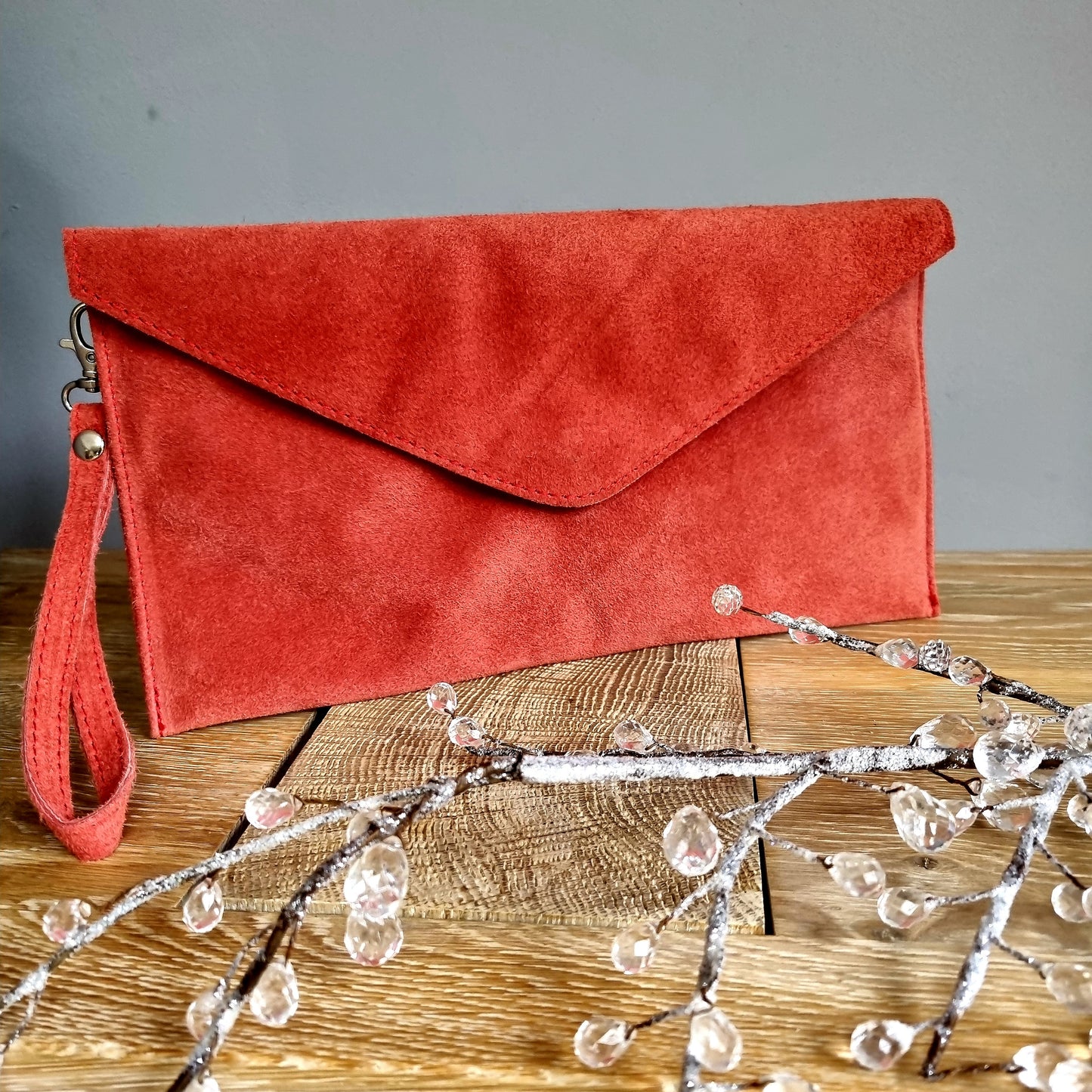 Leather Brennan Suede Wristlet Clutch