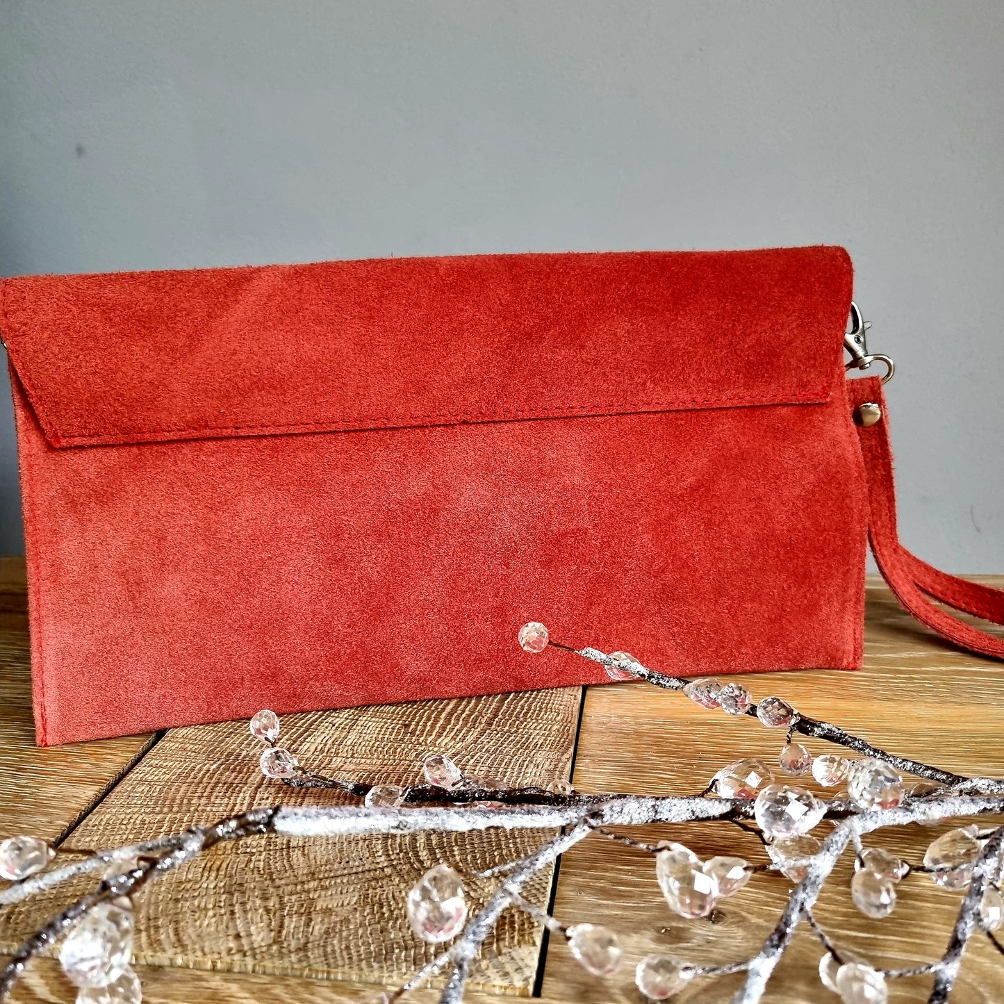 Leather Brennan Suede Wristlet Clutch