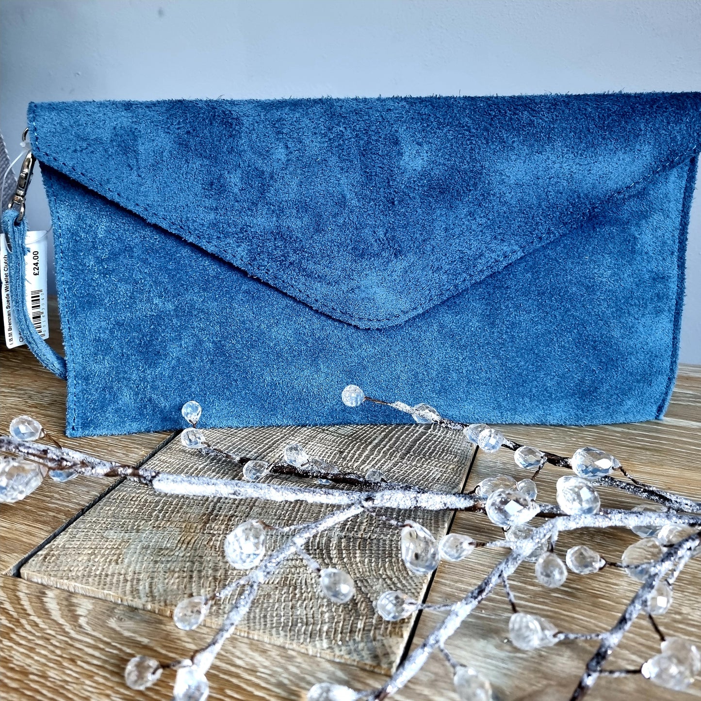 Leather Brennan Suede Wristlet Clutch