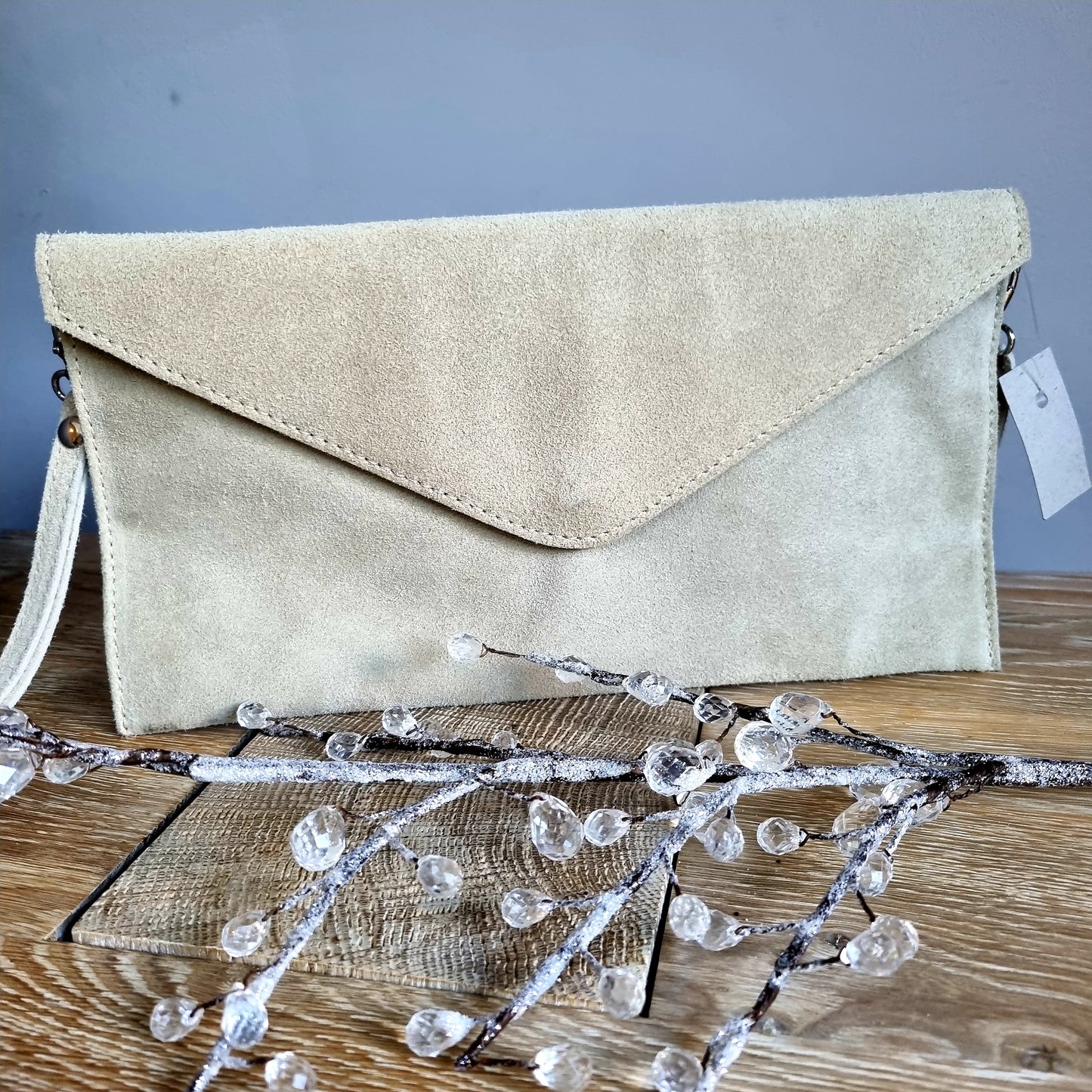 Leather Brennan Suede Wristlet Clutch