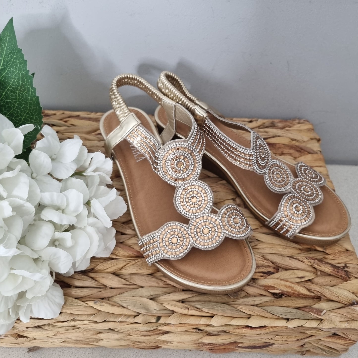 Diamante Circle Detail Slip on Wedge