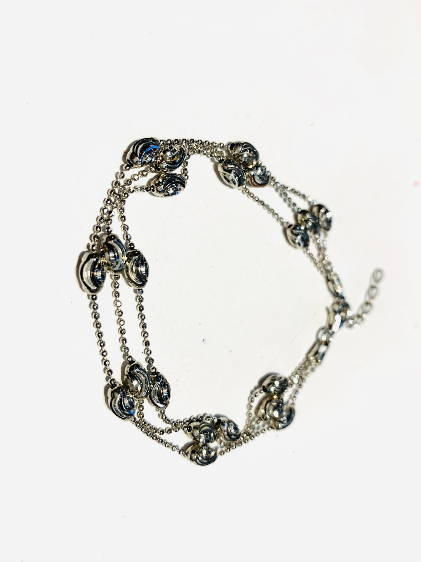Annabella Triple Chain Rhodium Plated Silver Bracelet