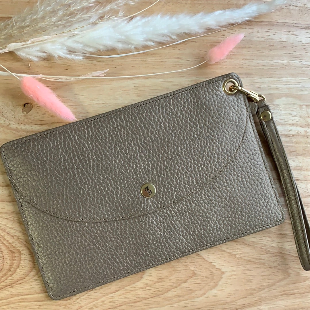 Bronze Leather Wrist Purse