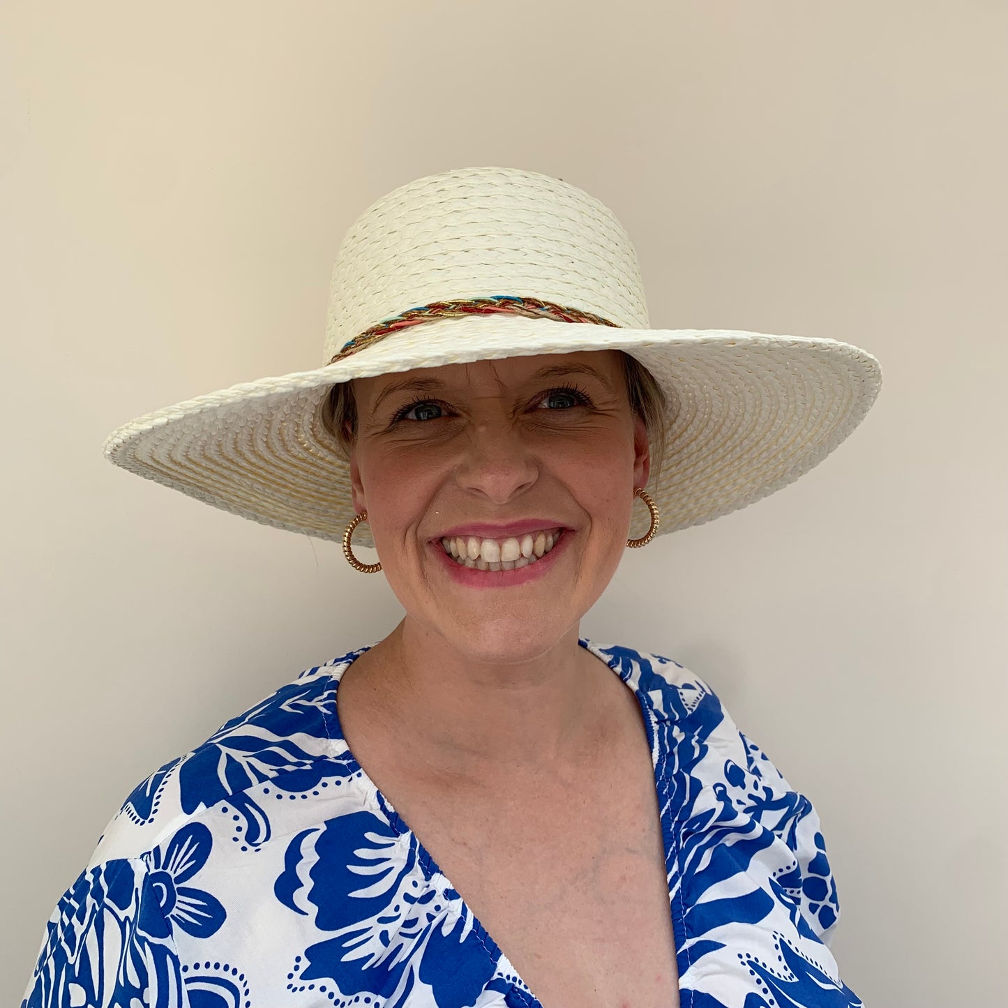 Wide Brim Straw Hat with Detailed Band
