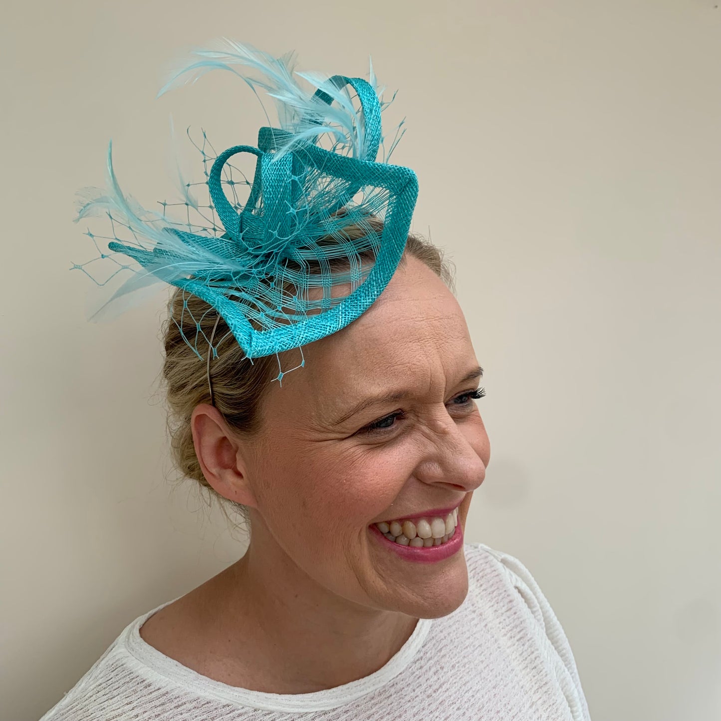Max and Ellie HF1 Small Fascinator on Headband in Greens