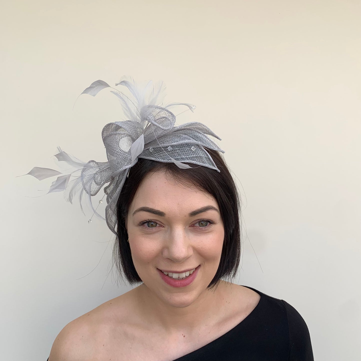 J Bees JB23/318 Fascinator in Greys and Silvers