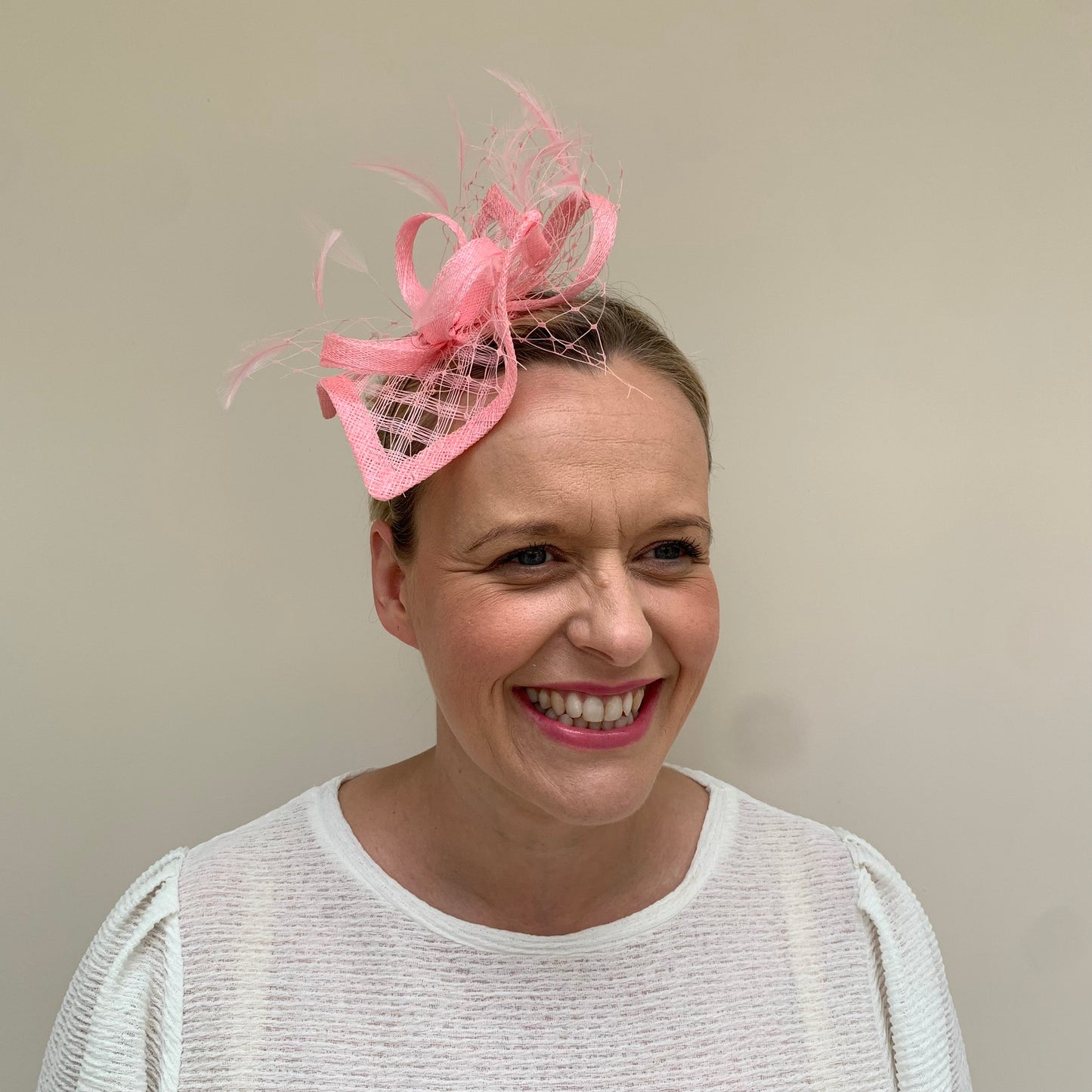 Max and Ellie HF1 Small Fascinator on Headband in Pinks
