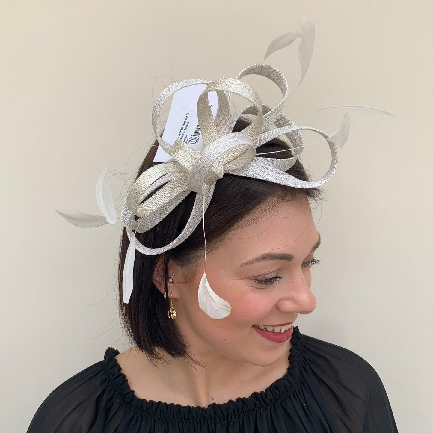 J Bees JB22/238 Fascinator On Headband In Neutrals & Ivory