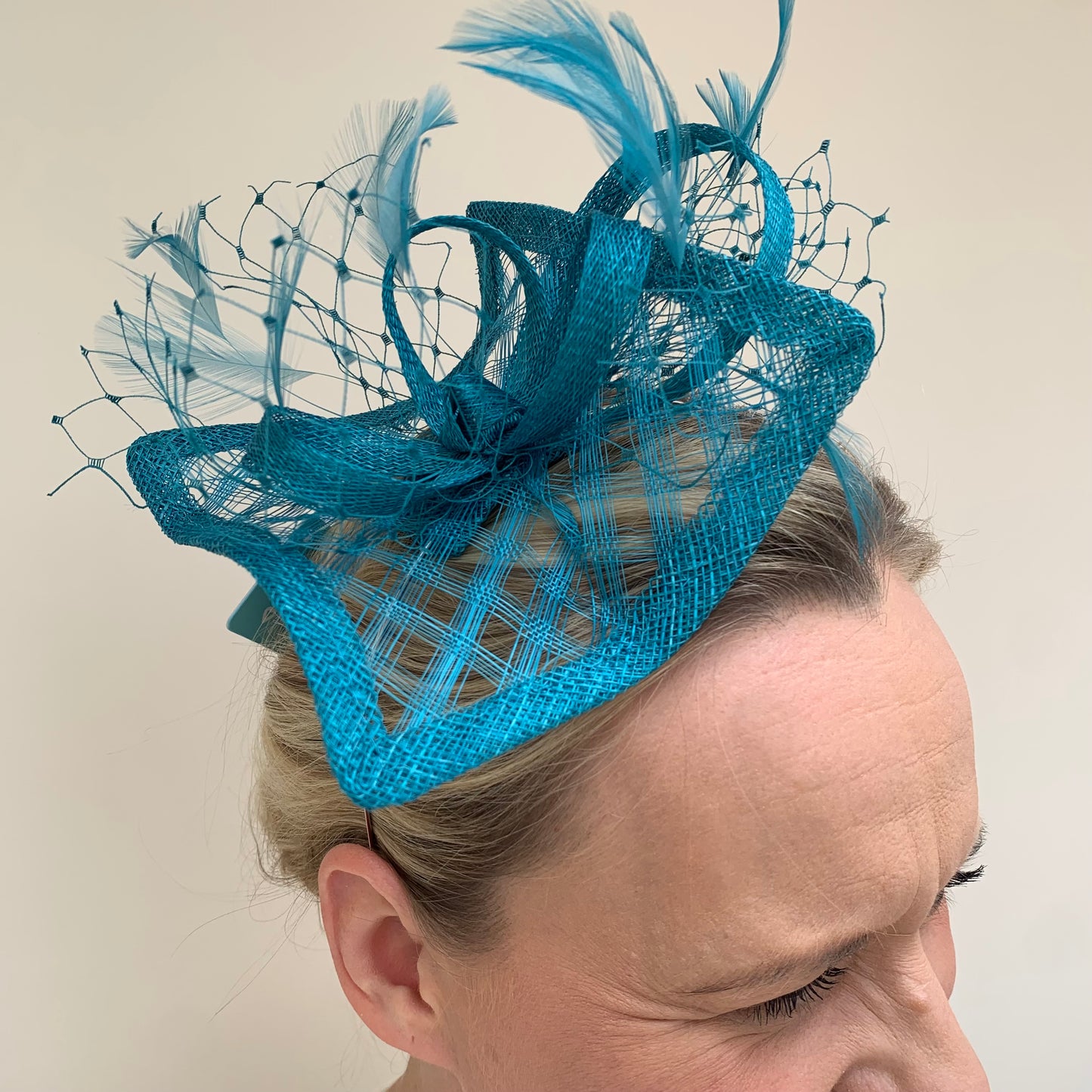 Max and Ellie HF1 Small Fascinator on Headband in Greens