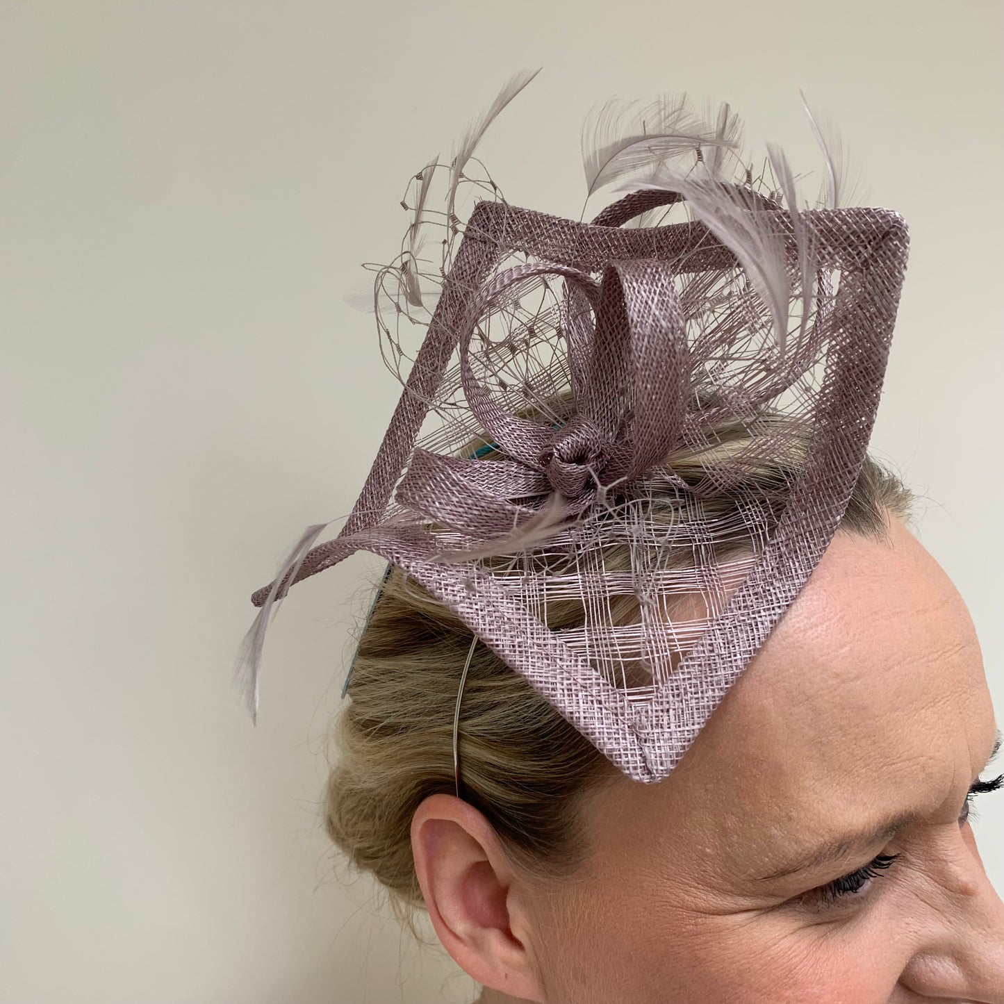 Max and Ellie HF1 Small Fascinator on Headband in Nudes