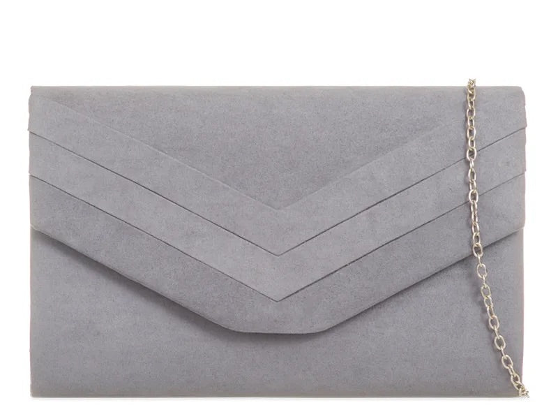 Grey best sale suede clutch