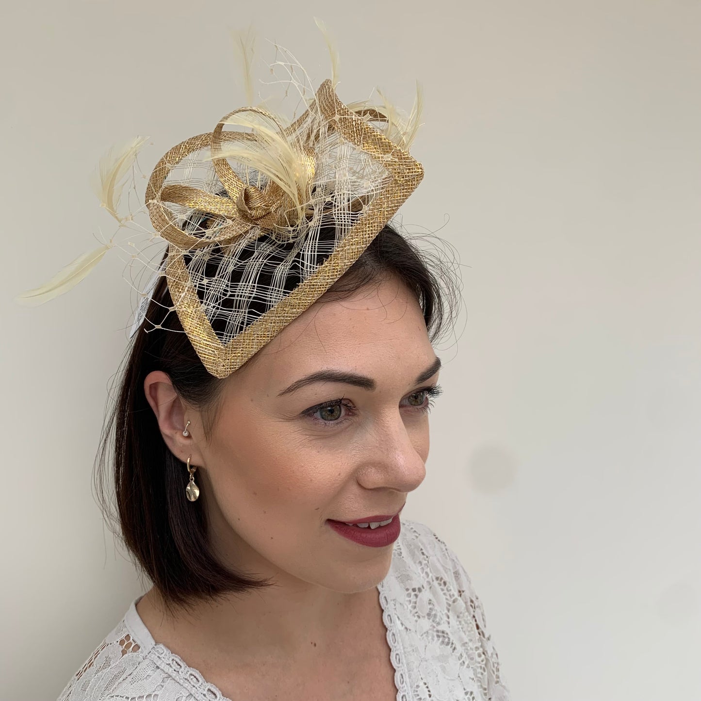Max and Ellie HF1 Small Fascinator on Headband in Golds