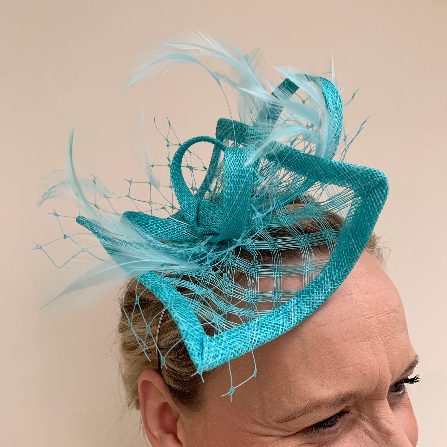 Max and Ellie HF1 Small Fascinator on Headband in Greens