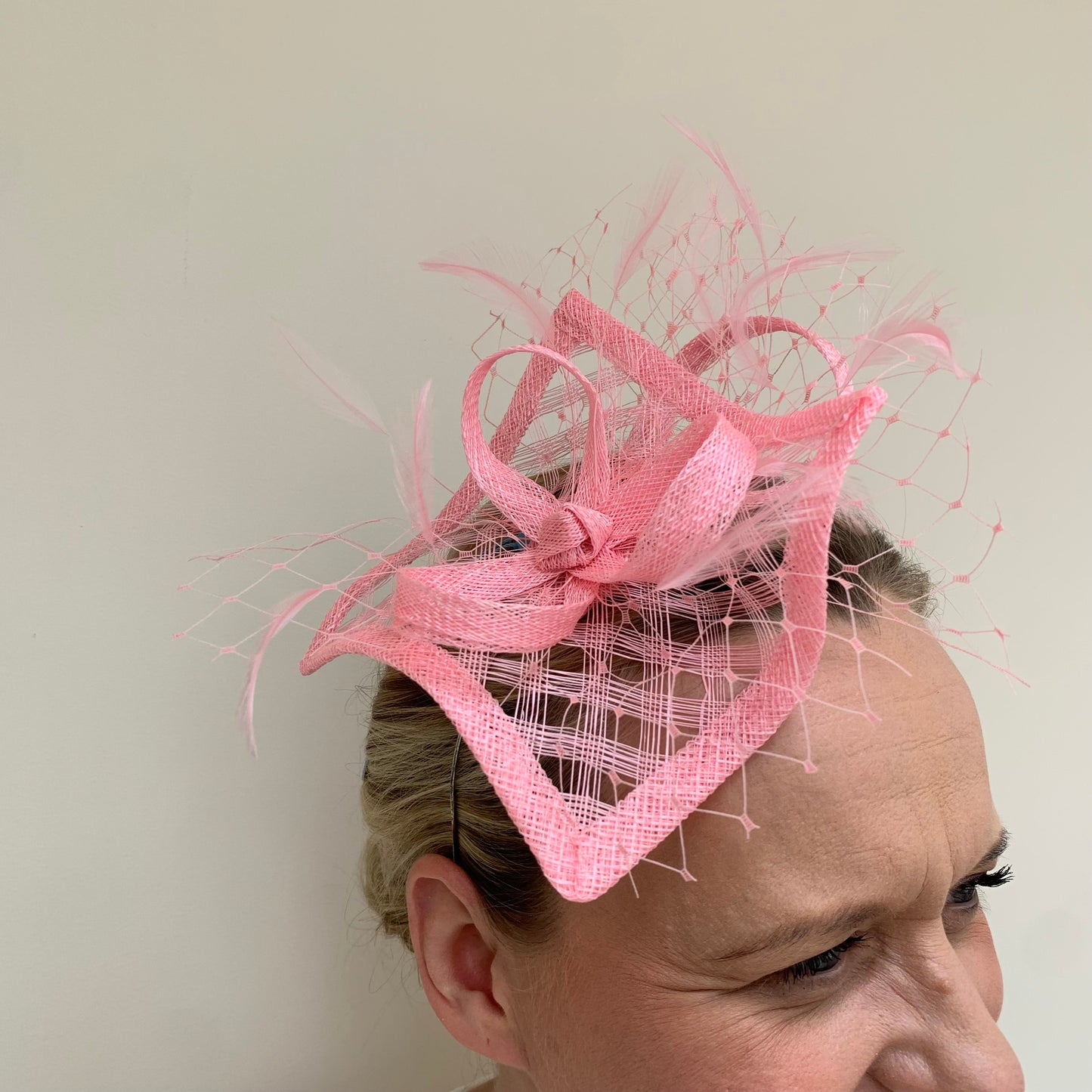 Max and Ellie HF1 Small Fascinator on Headband in Pinks