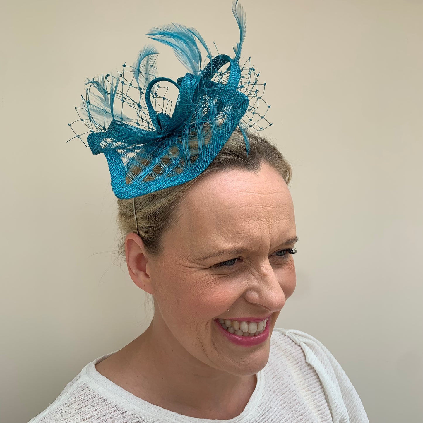 Max and Ellie HF1 Small Fascinator on Headband in Greens