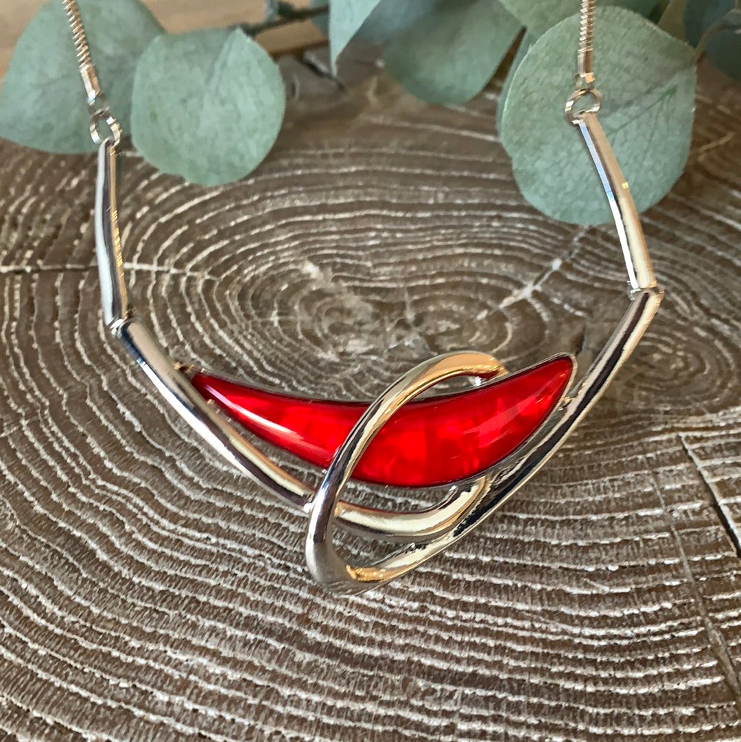 Dante Silver Red Entwined Necklace NL48446