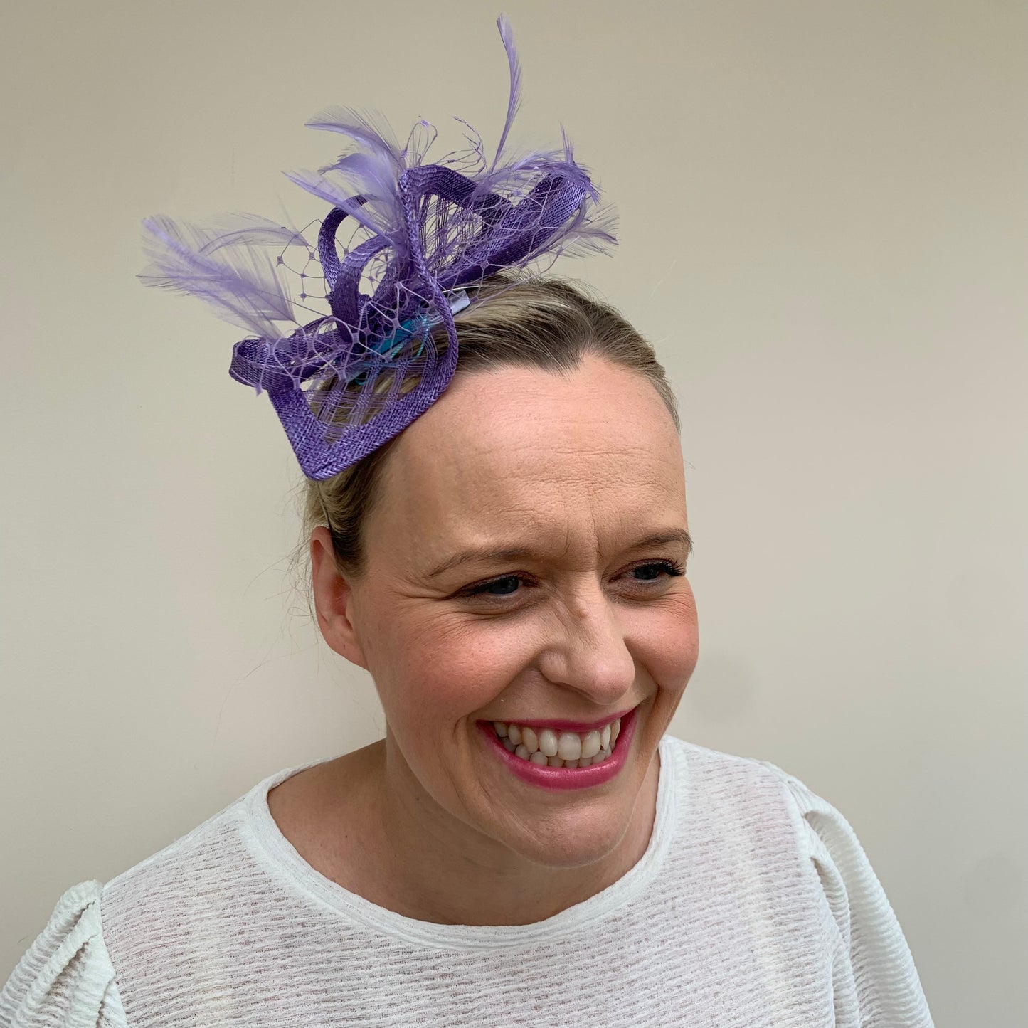 Max and Ellie HF1 Small Fascinator on Headband in Purples