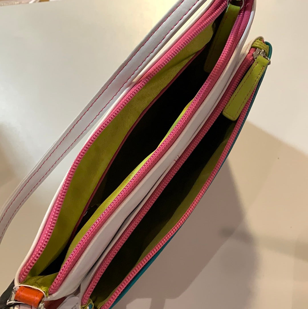 Leather Crossbody Bag with Contrast Colours