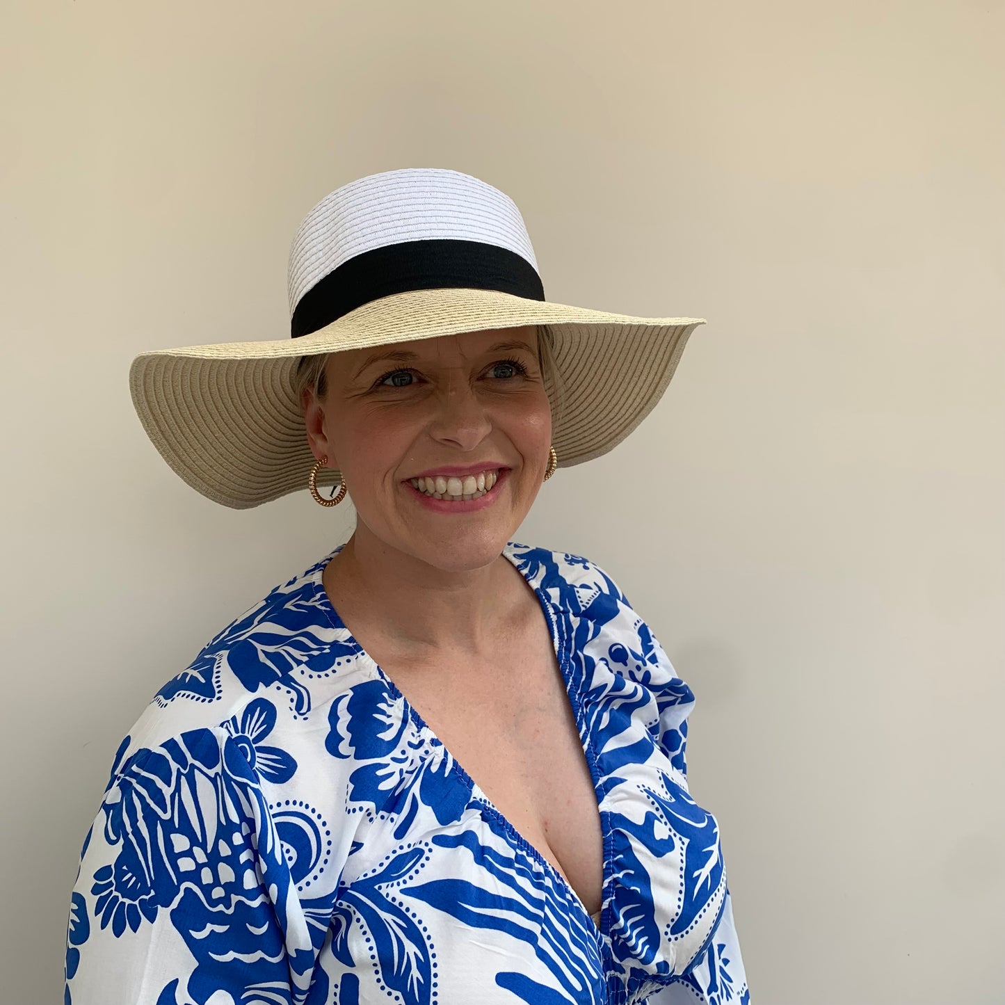 Wide Brim Sun Hat With Ribbon Band