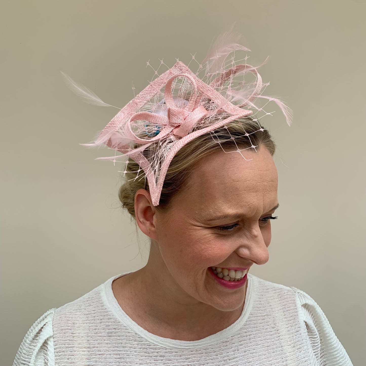 Max and Ellie HF1 Small Fascinator on Headband in Pinks