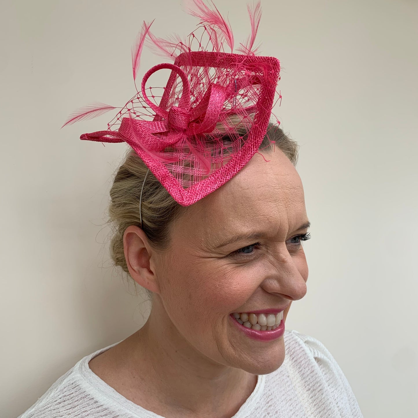 Max and Ellie HF1 Small Fascinator on Headband in Pinks