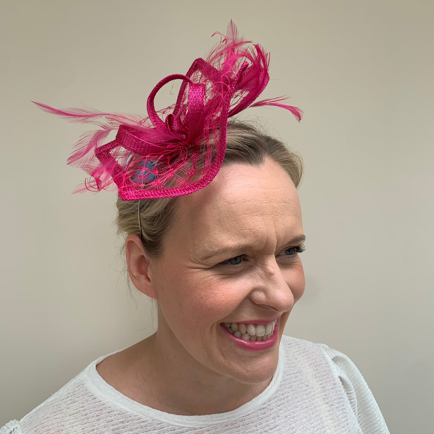Max and Ellie HF1 Small Fascinator on Headband in Pinks