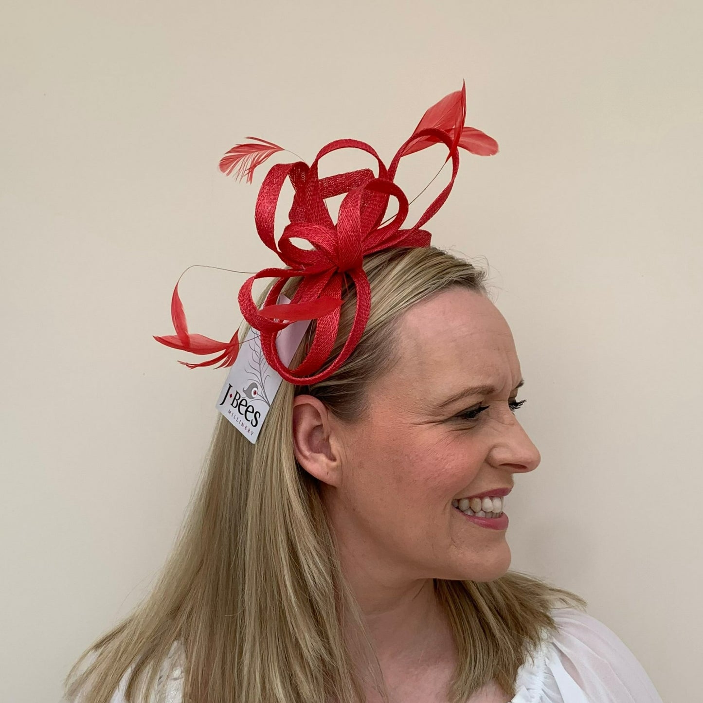 J Bees JB22/238 Fascinator on Headband In Reds