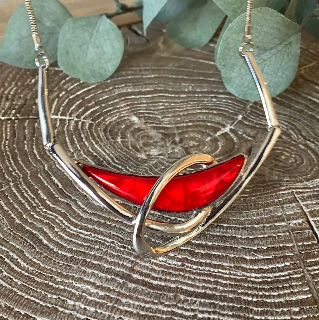 Dante Silver Red Entwined Necklace NL48446