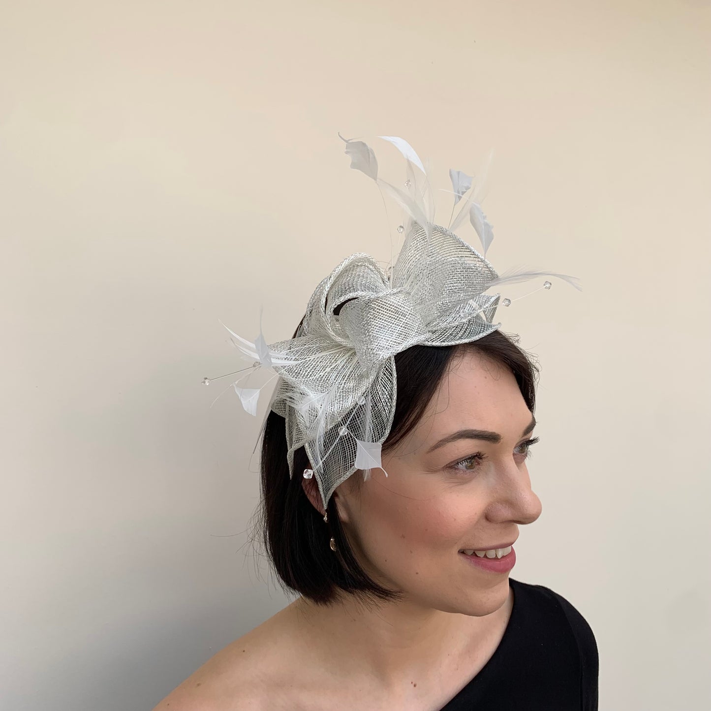 J Bees JB23/318 Fascinator in Greys and Silvers