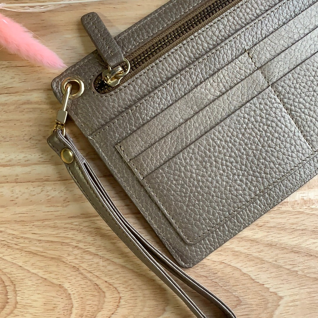 Bronze Leather Wrist Purse