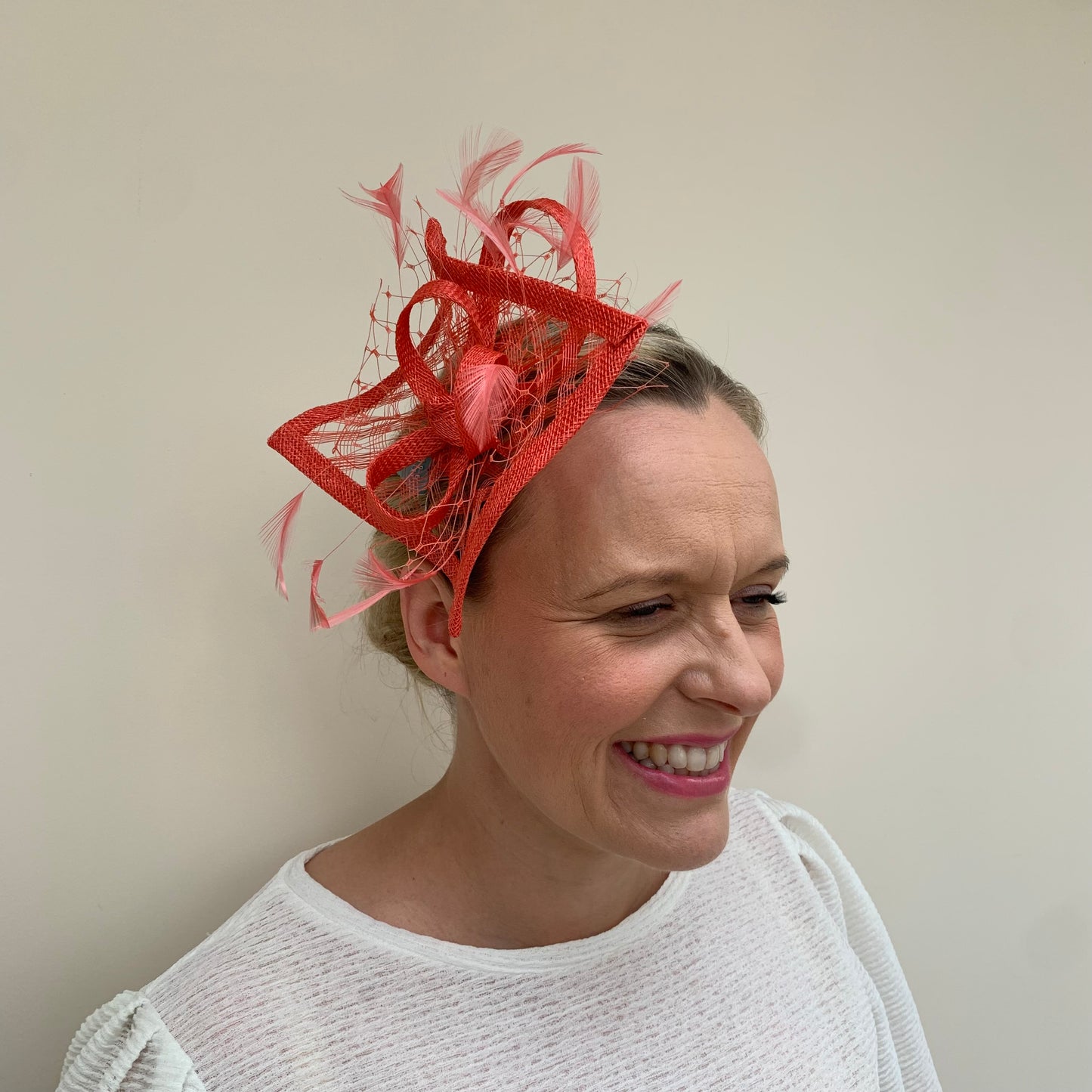 Max and Ellie HF1 Small Fascinator on Headband in Orange