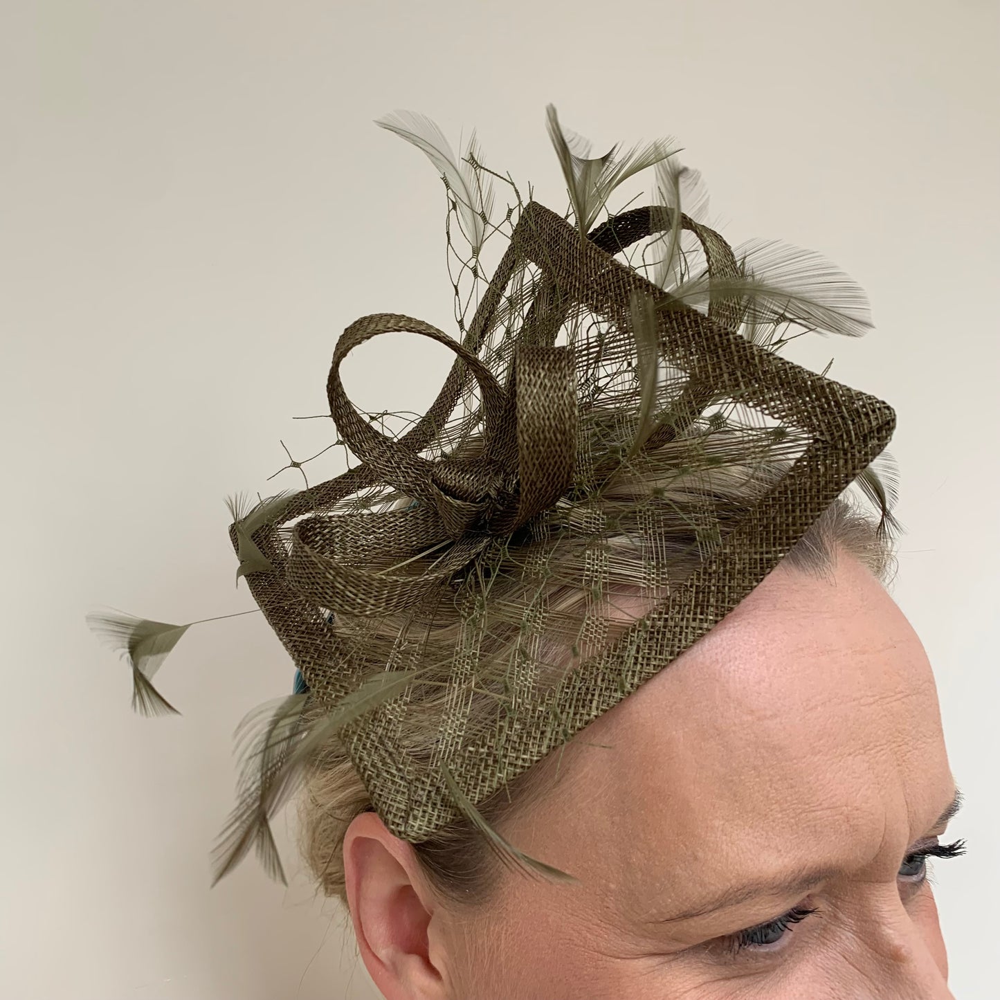 Max and Ellie HF1 Small Fascinator on Headband in Greens