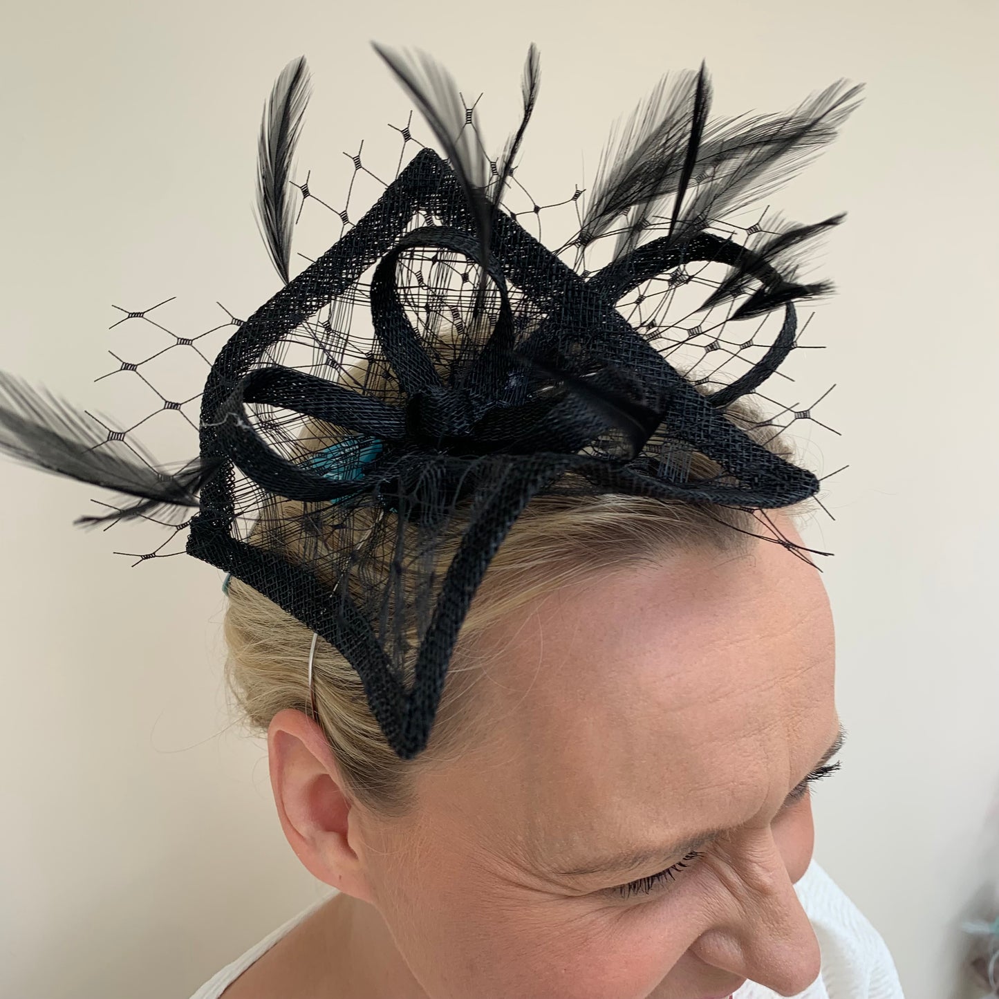 Max and Ellie HF1 Small Fascinator on Headband in Black