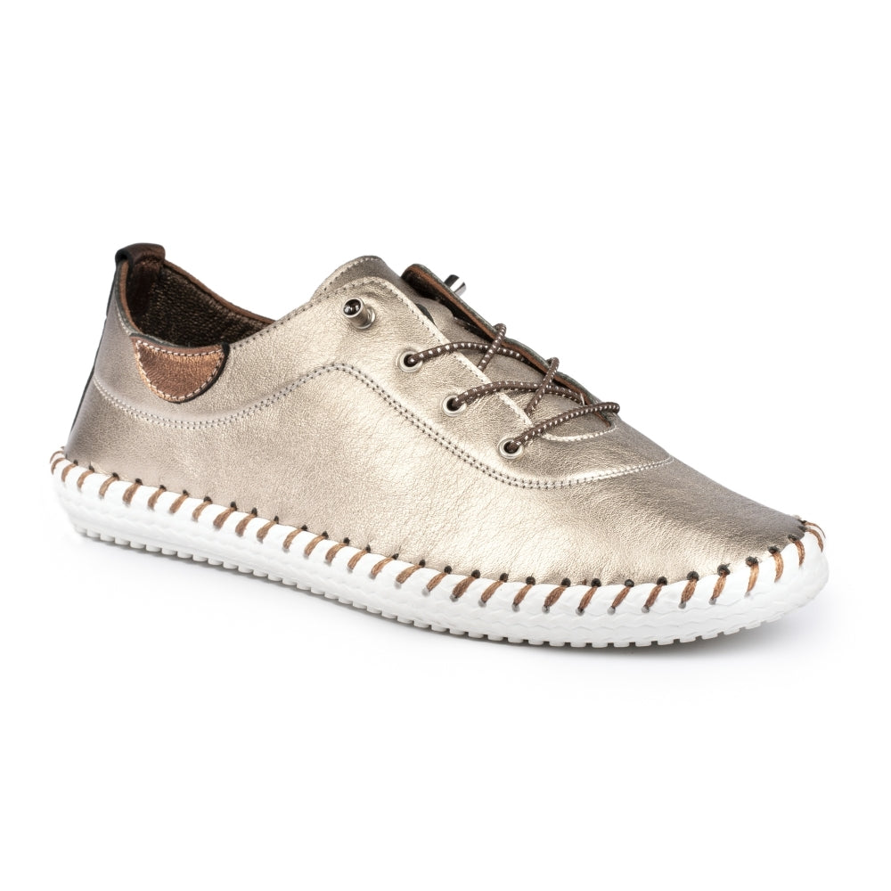Lunar St Ives Leather Plimsole