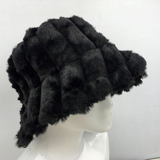 Faux Fur Ribbed Bucket Hat