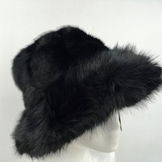 Faux Fur Bucket Hat with Fluffy Edge