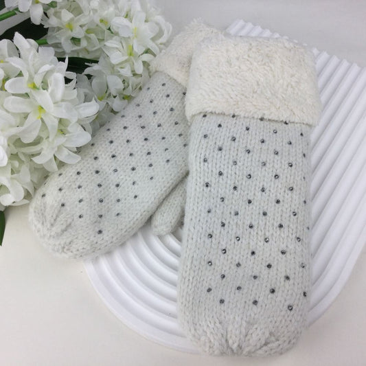 Knitted Diamante Mittens