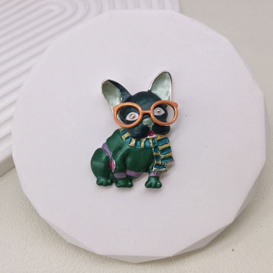 French Bulldog in glasses Magnetic Brooch
