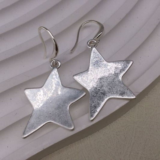 Star Drop Earrings Silver
