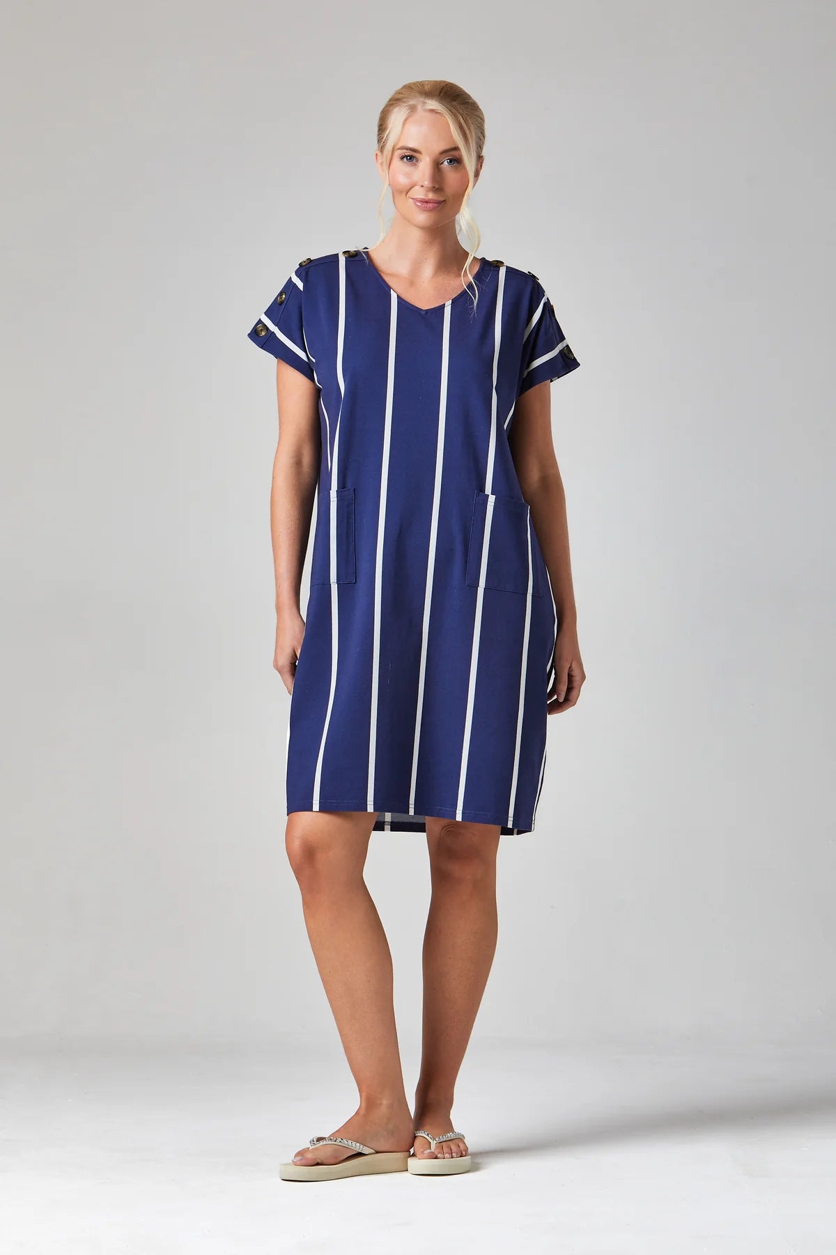 Alice Collins SS26 Button Shoulder Dress 036S150