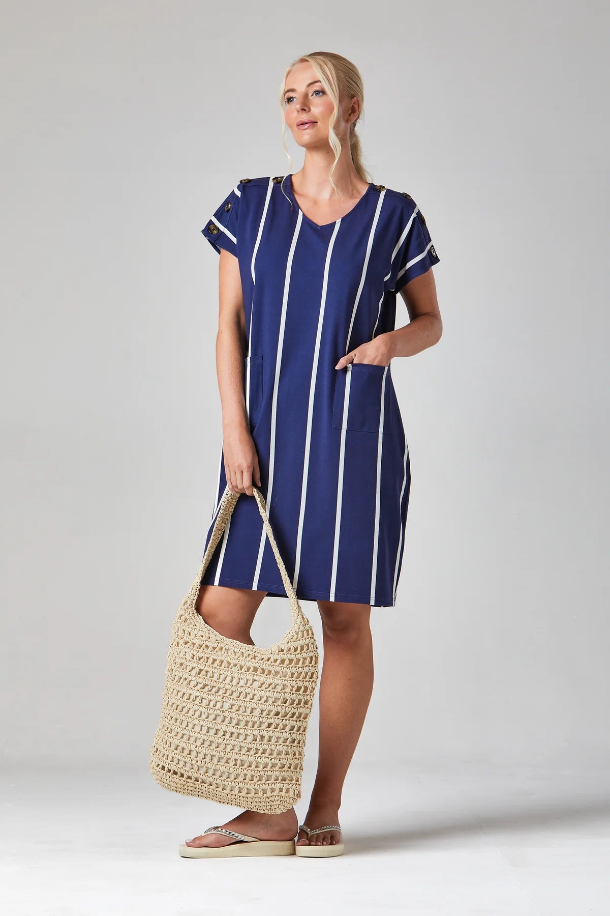 Alice Collins SS26 Button Shoulder Dress 036S150