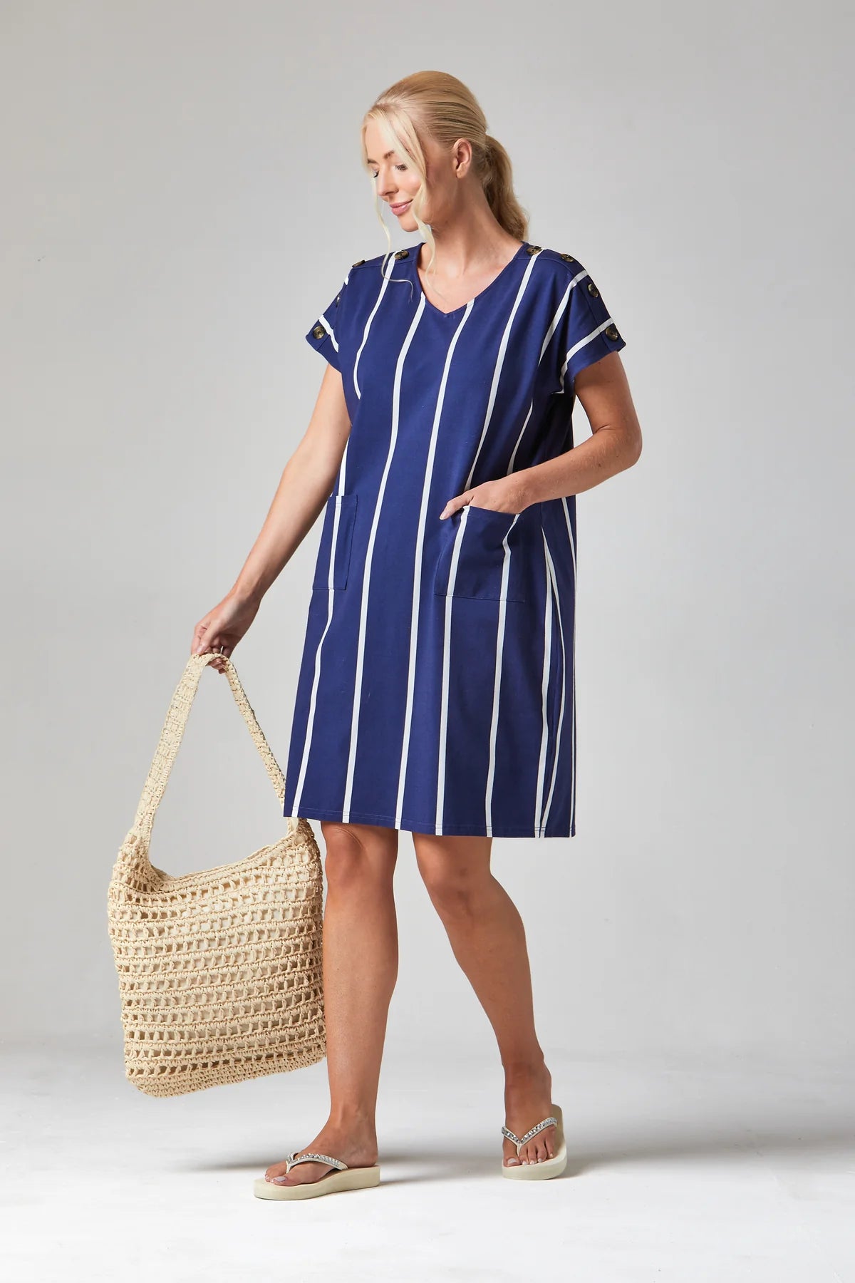 Alice Collins SS26 Button Shoulder Dress 036S150