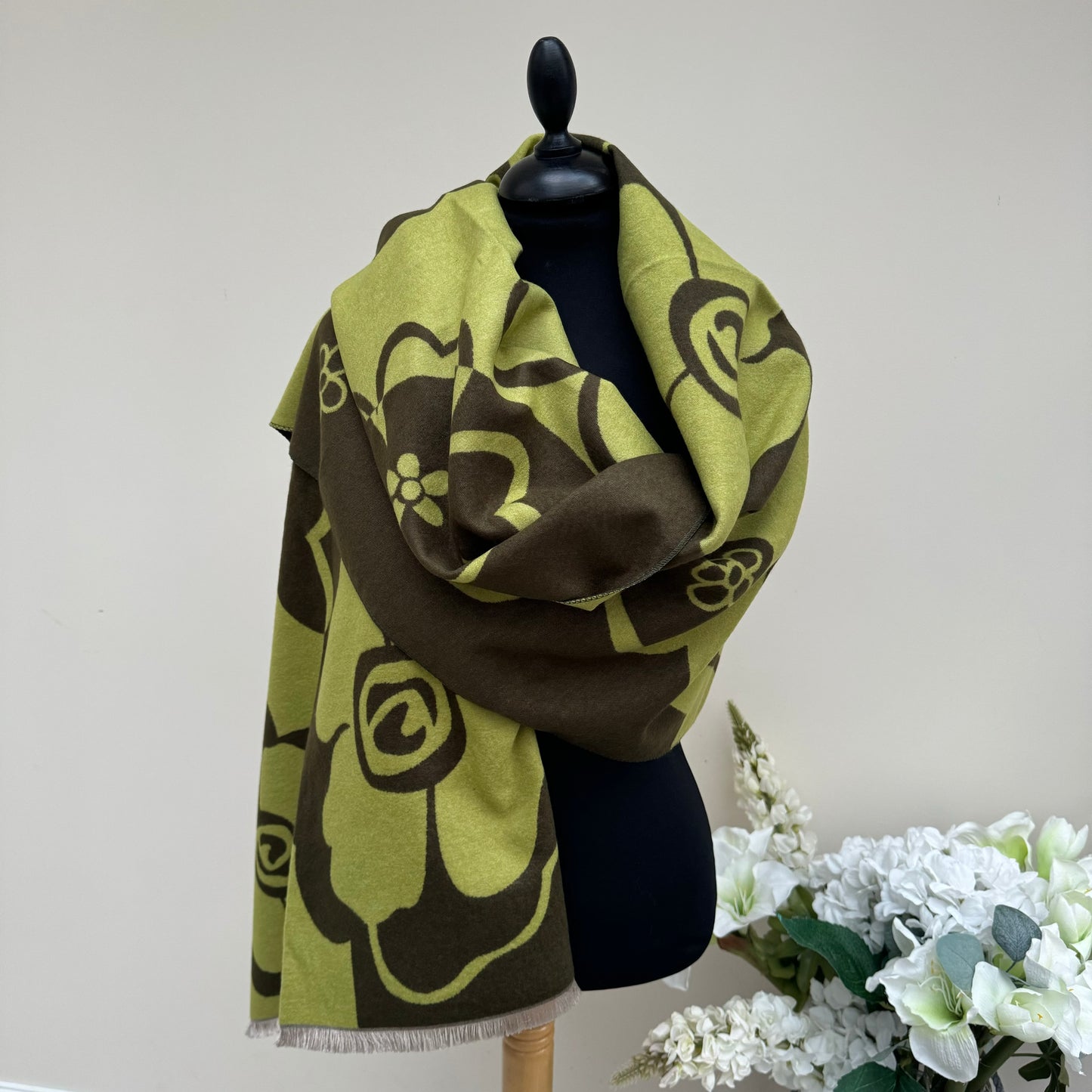 Malissa J Reversible Two Tone Pansy Print Scarf