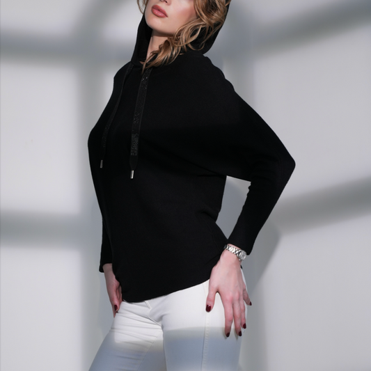 Paramour AW25 PK8051 Black Diamante Drawstring Hoodie